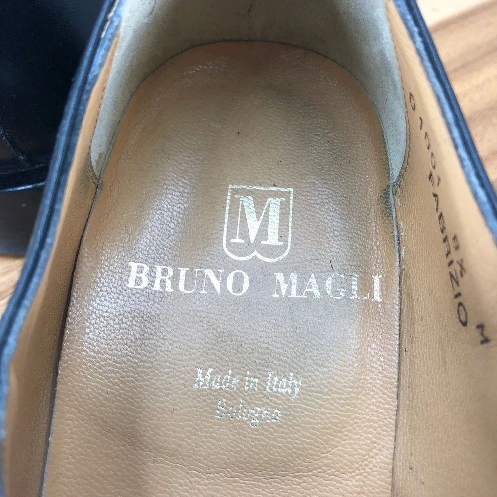 Bruno Magli Split Toe Oxford Dress Shoes Black Leather Mens 8.5 M Lace Up